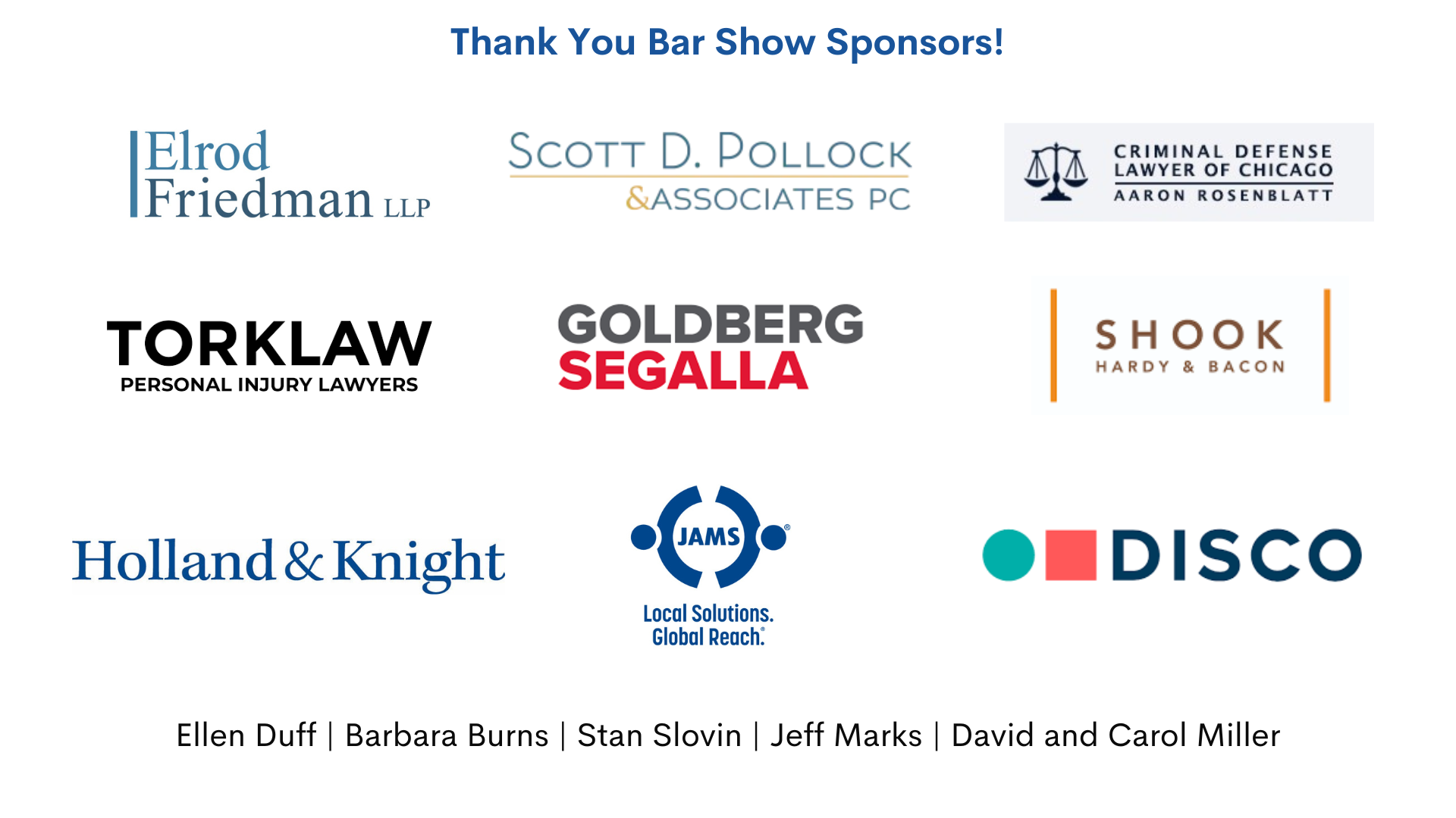 Bar Show Sponsor  List