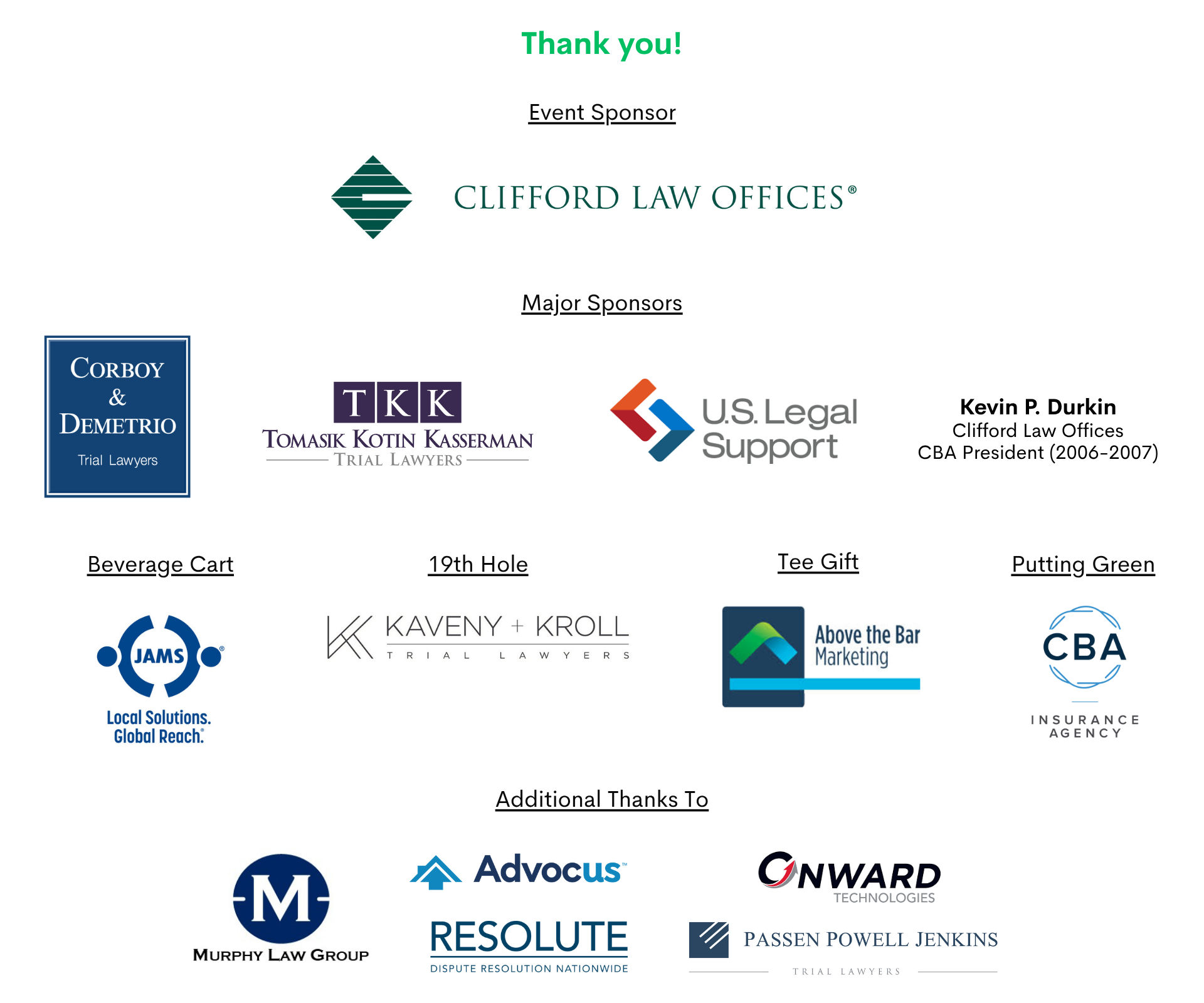 Golf Outing Sponsors